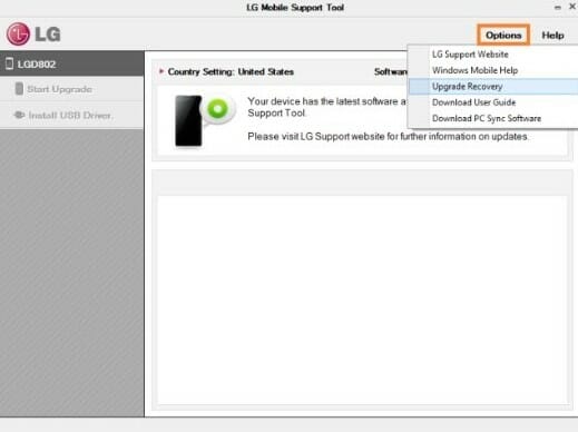 Lg mobile support tool windows